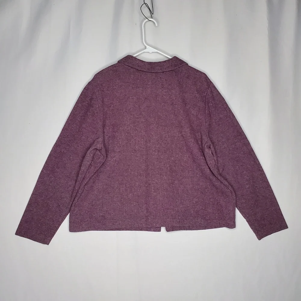 Coldwater Creek Womens 1X Purple Heather Knit Skirt Cardigan Top Set Midi H13534